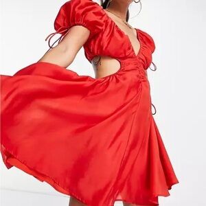 ASOS Vibrant Red Mini Dress with Cut-Outs